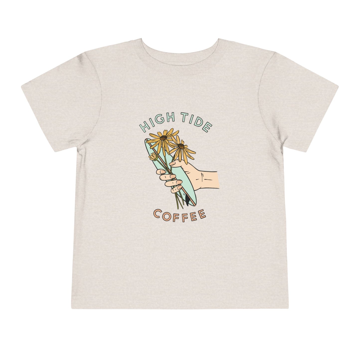 High Tide Coffee Toddler Short Sleeve Tee - Cute Floral Graphic Tee for Kids