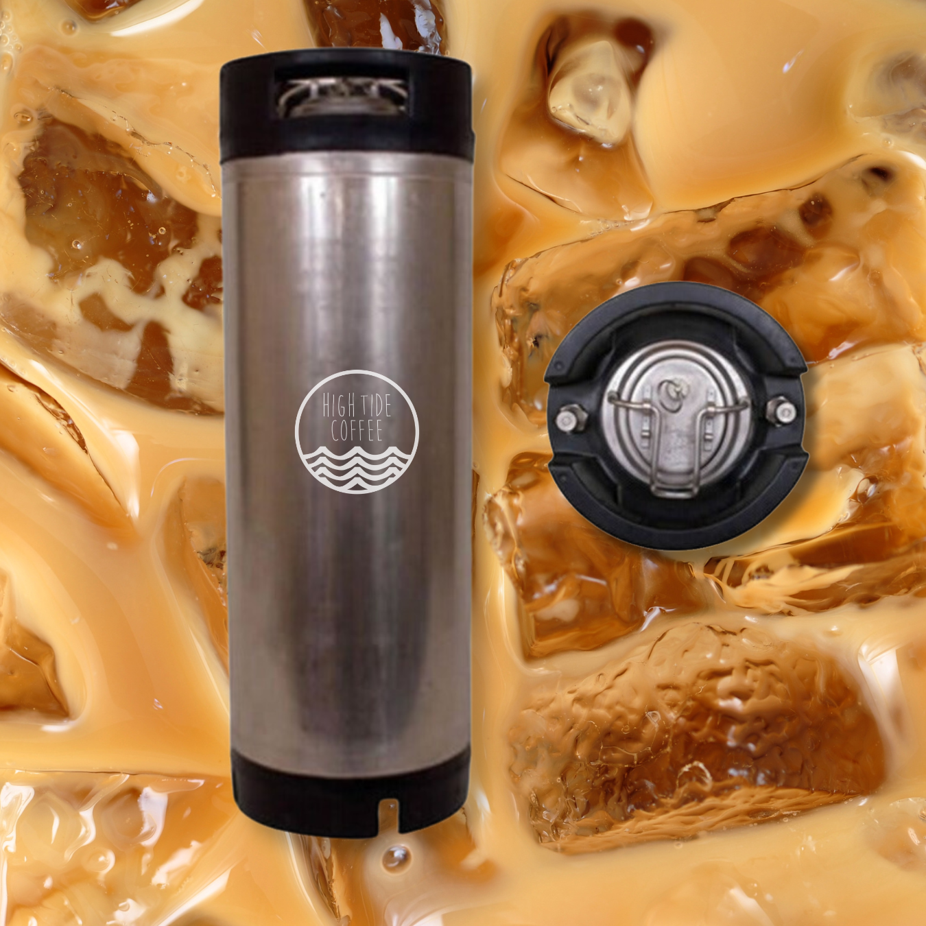 Cold Brew keg with coffee shop logo