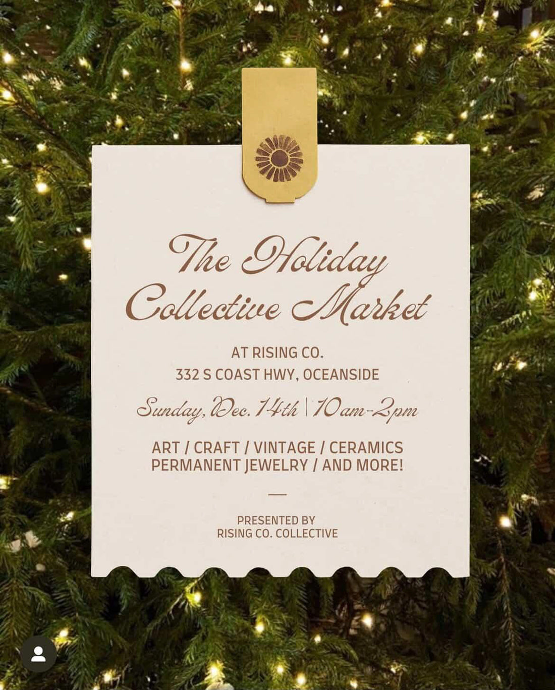 Rising Co. Collective vendor market in Oceanside with local makers showcasing handmade goods, holiday gifts, and small-batch products inside a cozy coastal coffee space.