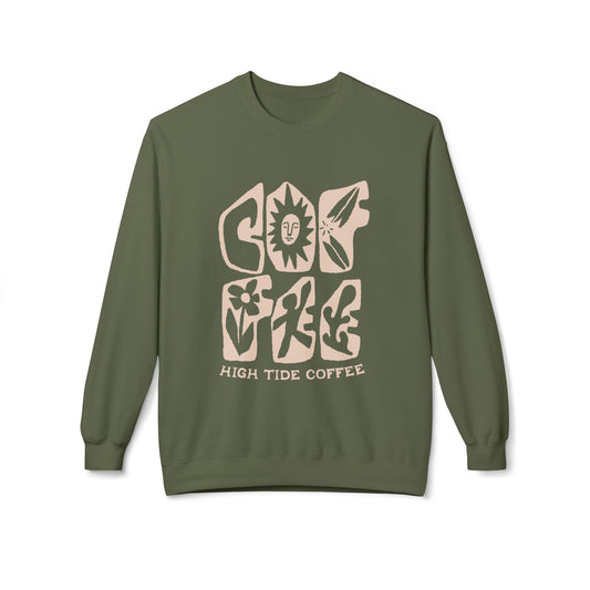 Coffee Crewneck Sweatshirt — Retro Floral 'Coffee' Graphic
