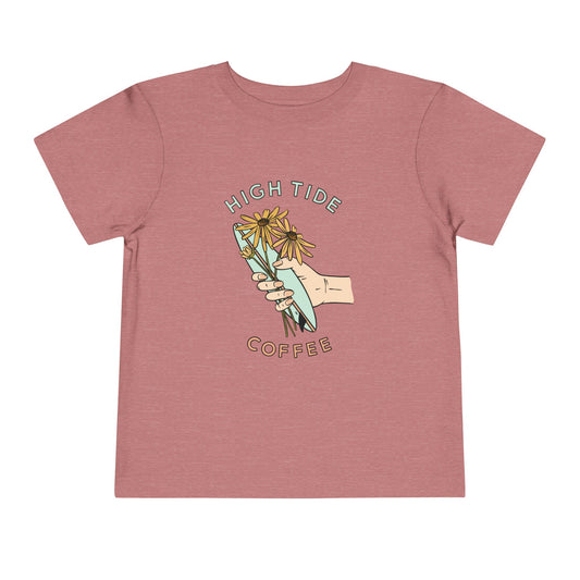 High Tide Coffee Toddler Short Sleeve Tee - Cute Floral Graphic Tee for Kids