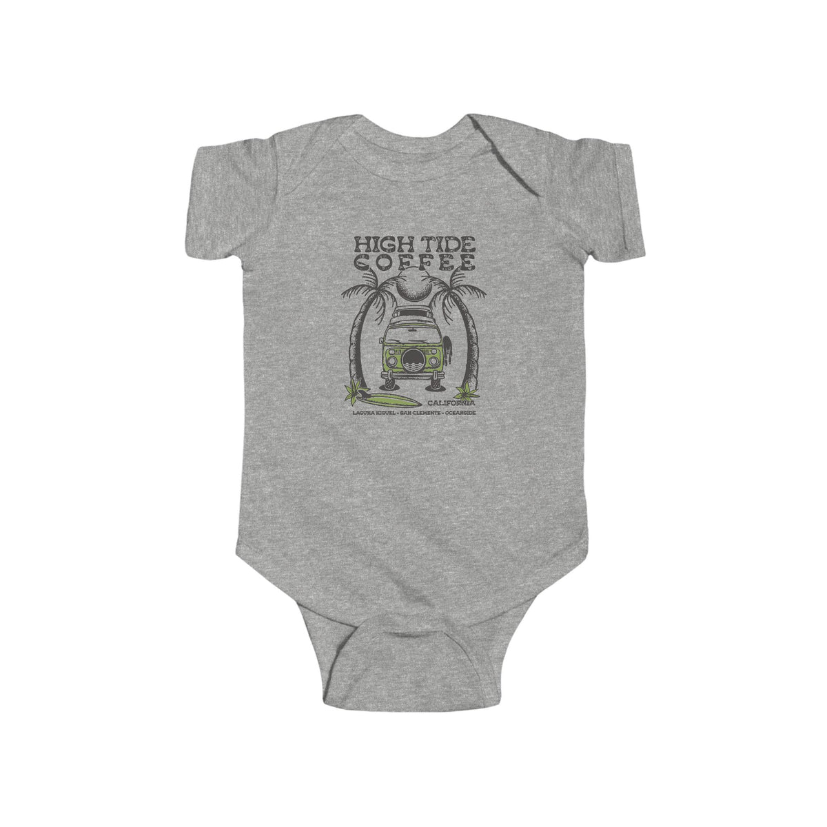 High Tide Surfer Retro Van Palm Beach Baby Onesie